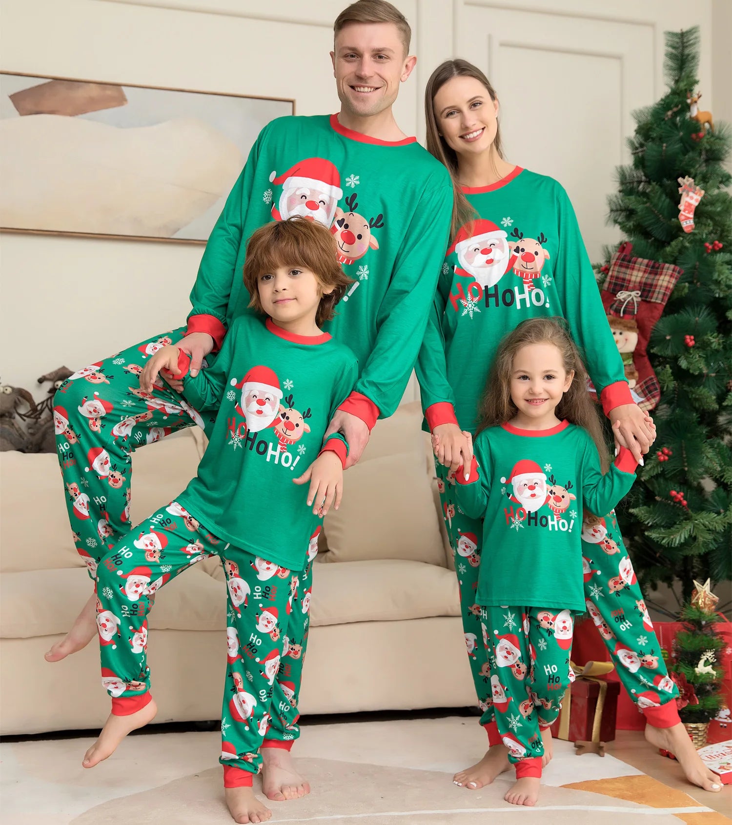 Green Santa Ho Ho Ho Pyjama Set