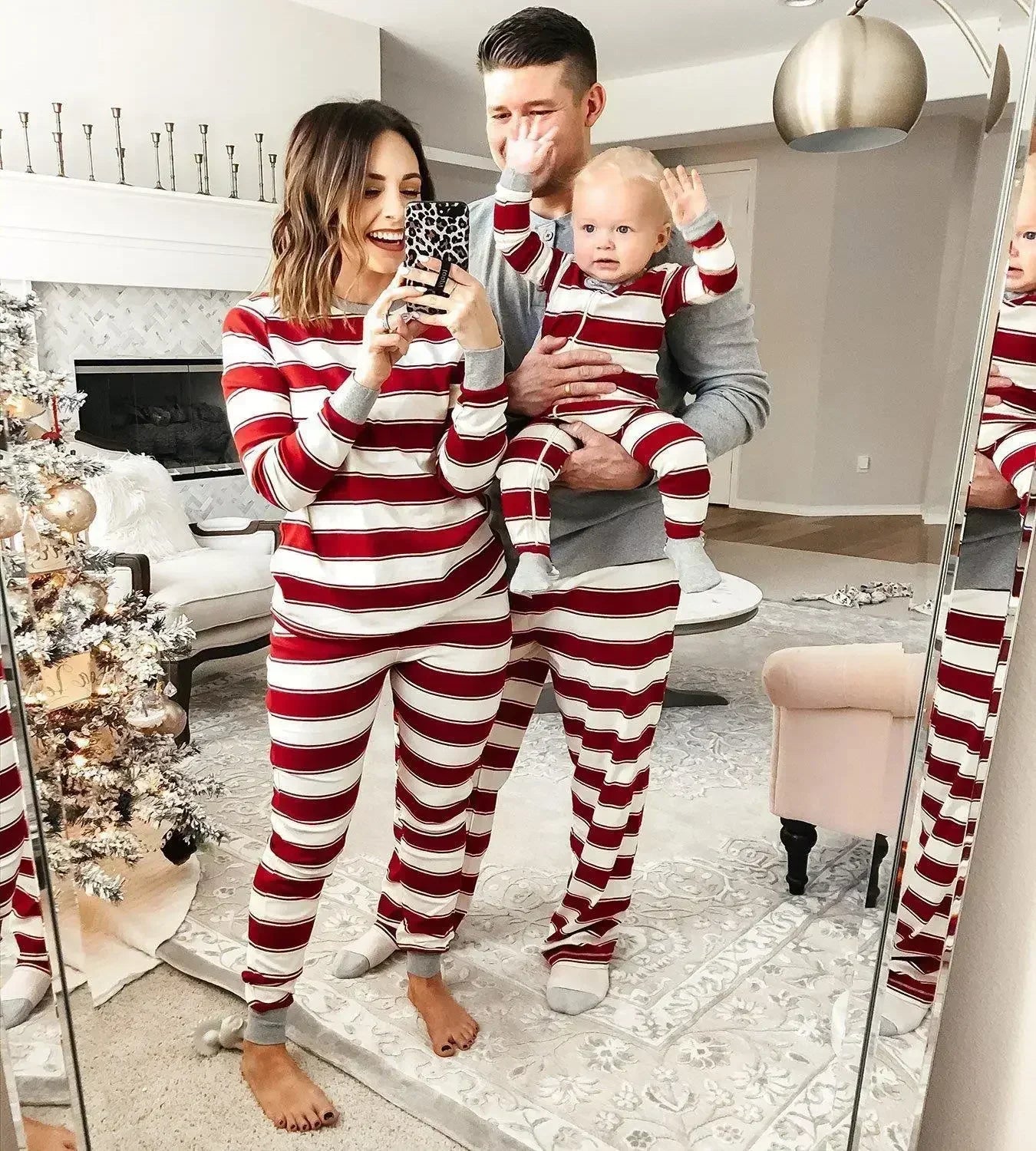 Red and White Retro Stripe Pyjama Set